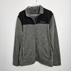 Eddie Bauer Mens Jacket Size L Full Zip Up‎ Soft Shell Fleece Lined Casual Gray